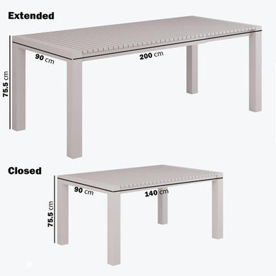 6 Seater Beige Aluminium Extendable Garden Dining Set with Rope Chairs