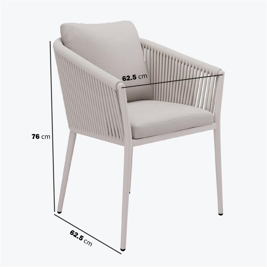 6 Seater Beige Aluminium Extendable Garden Dining Set with Rope Chairs 