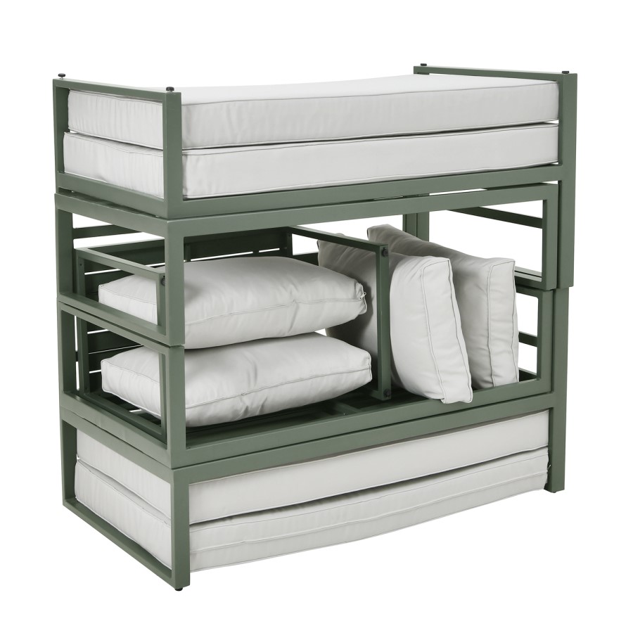 4 Seater Green Modular Stackable Garden Sofa with Waterproof Cover