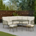 FTR258 8 Seater Green Rope Effect Corner Garden Sofa Dining Table Set