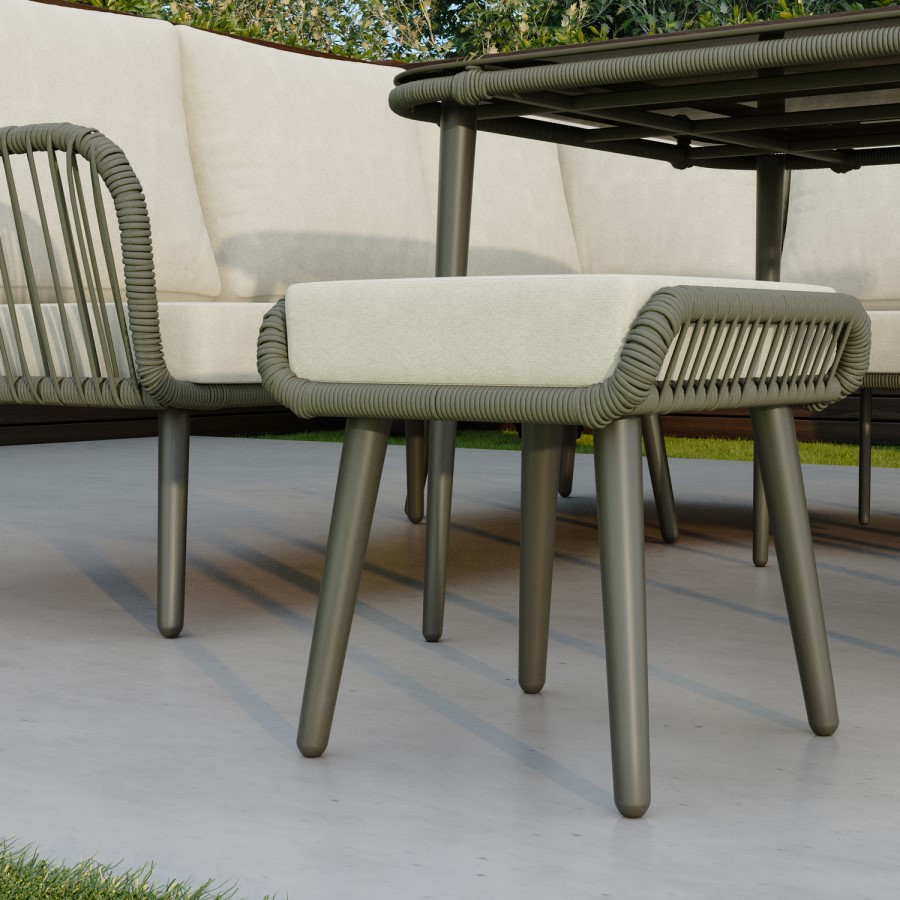 8 Seater Green Rope Effect Corner Garden Sofa Dining Table Set