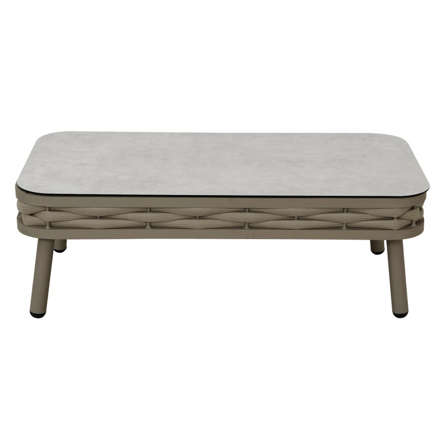 4 Seater Beige Rope Detail Sofa and Armchair Set with Coffee Table