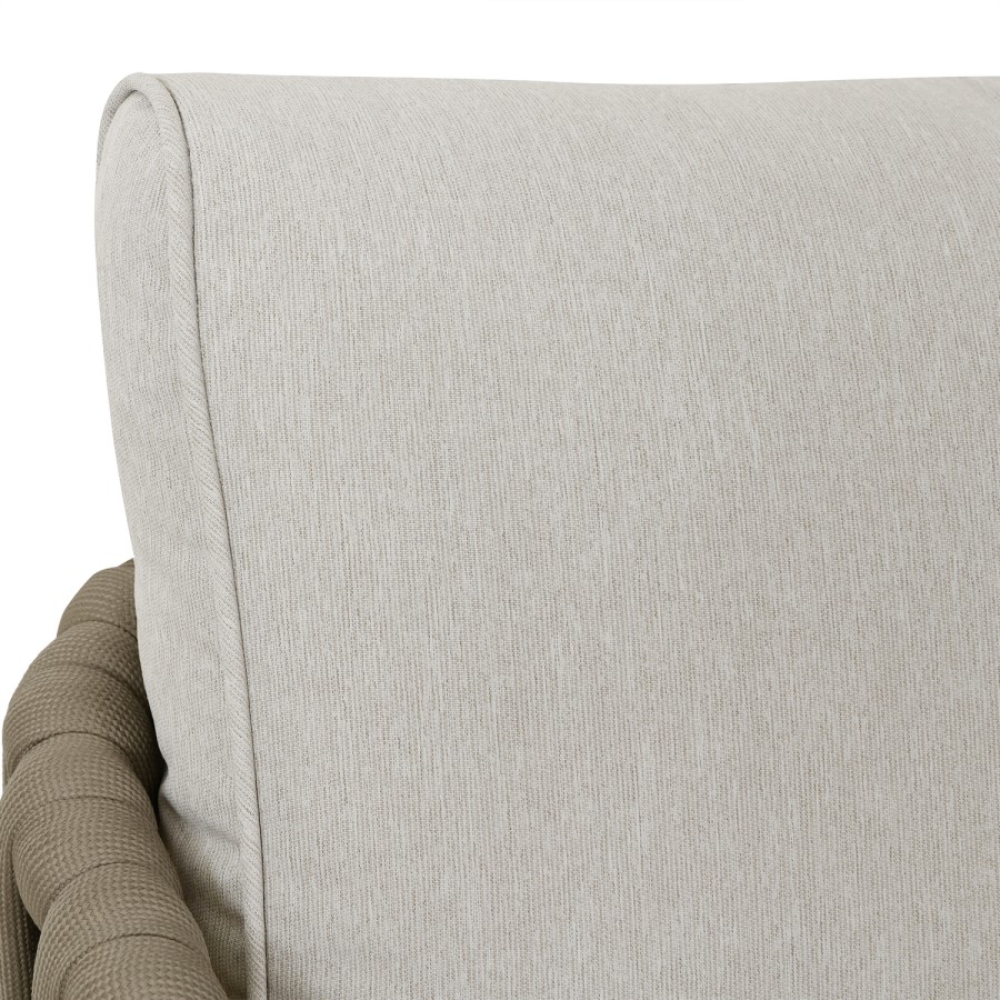 4 Seater Beige Rope Detail Sofa and Armchair Set with Coffee Table