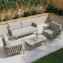 4 Seater Taupe Rope Sofa and Armchair Set with Coffee Table