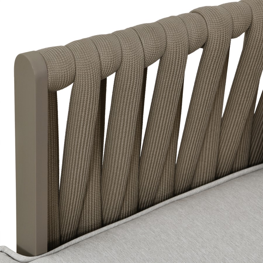 4 Seater Taupe Rope Sofa and Armchair Set with Coffee Table