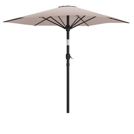 Beige 6 Seater Round Rattan Garden Dining Set with Lazy Susan Built-in Ice Bucket and Parasol