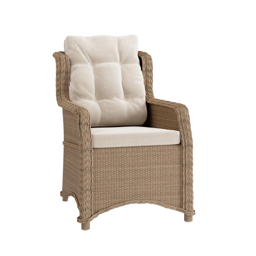 Beige 6 Seater Round Rattan Garden Dining Set with Lazy Susan Built-in Ice Bucket and Parasol