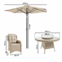 Beige 6 Seater Round Rattan Garden Dining Set with Lazy Susan Built-in Ice Bucket and Parasol