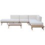 6 Seater Beige Modular Garden Corner Sofa Set in Wood Effect with Square Coffee Table