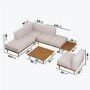 6 Seater Modular Garden Corner Sofa Set in Wood Effect with Square Coffee Table 