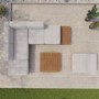 6 Seater Beige Modular Garden Corner Sofa Set in Wood Effect with Square Coffee Table