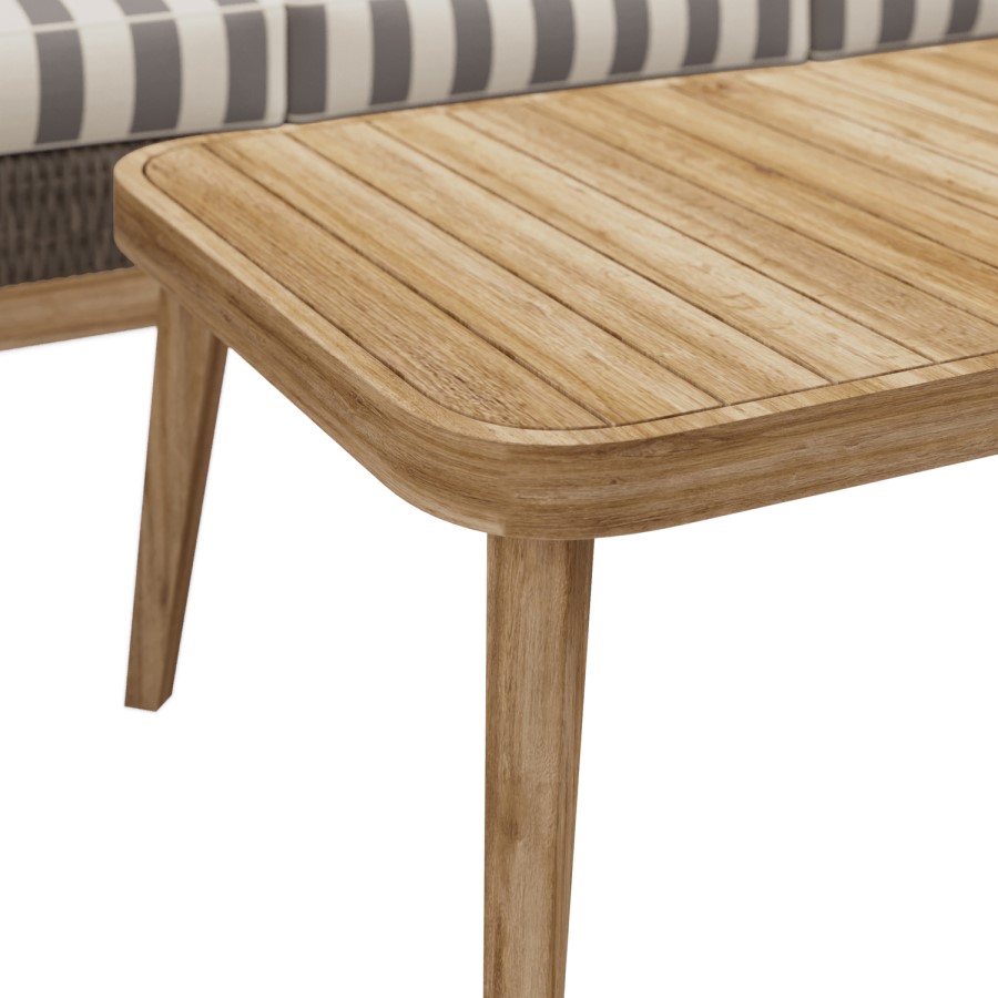 Outdoor Sofa Set in Dark Rattan with Striped Cushion