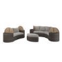 8 Seater Brown Rattan Curved Garden Sofa Set with Storage Side Tables 