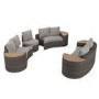 8 Seater Brown Rattan Curved Garden Sofa Set with Storage Side Tables 