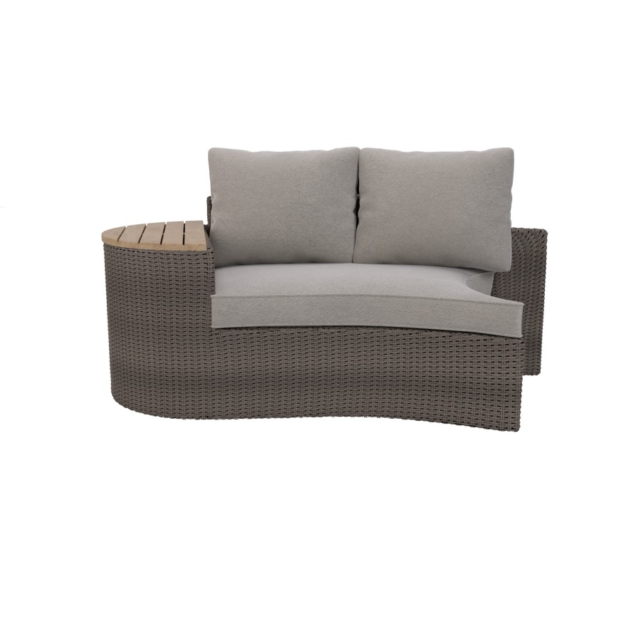 8 Seater Brown Rattan Curved Garden Sofa Set with Storage Side Tables 