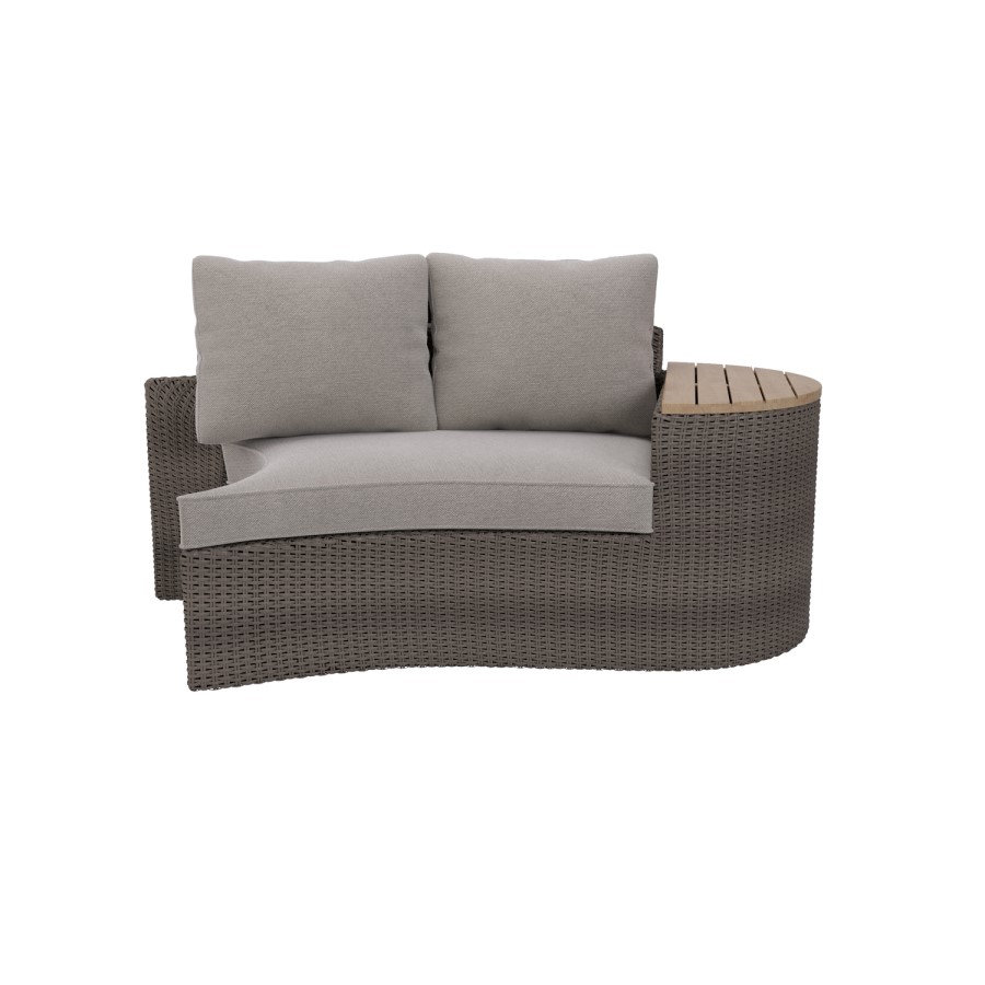8 Seater Brown Rattan Curved Garden Sofa Set with Storage Side Tables 