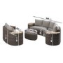 8 Seater Brown Rattan Curved Garden Sofa Set with Footstool