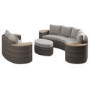 8 Seater Brown Rattan Curved Garden Sofa Set with Footstool