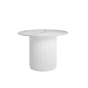 FUJSTODIN Marble Round White Fluted Dining Table -Fuji