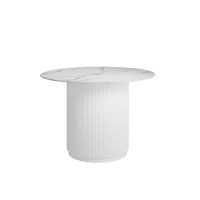 Marble Round White Fluted Dining Table -Fuji