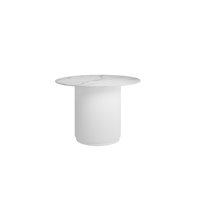 Marble Round White Fluted Dining Table -Fuji