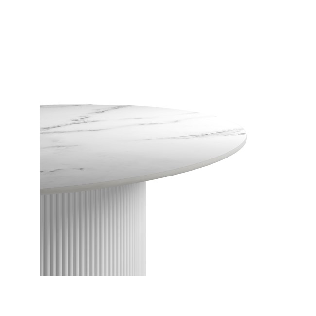 Marble Round White Fluted Dining Table -Fuji