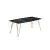 LPD Fusion Coffee Table in Black Faux Marble with Gold Legs