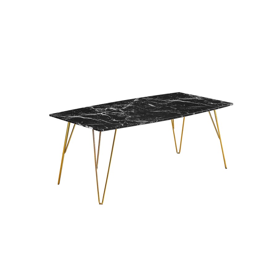 LPD Fusion Coffee Table in Black Faux Marble with Gold Legs