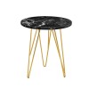 LPD Fusion Lamp Table in Black Faux Marble with Gold Legs