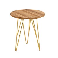 LPD Fusion Lamp Table in Wood Effect with Gold Legs LPD Fusion Lamp Table in Wood Effect with Gold Legs