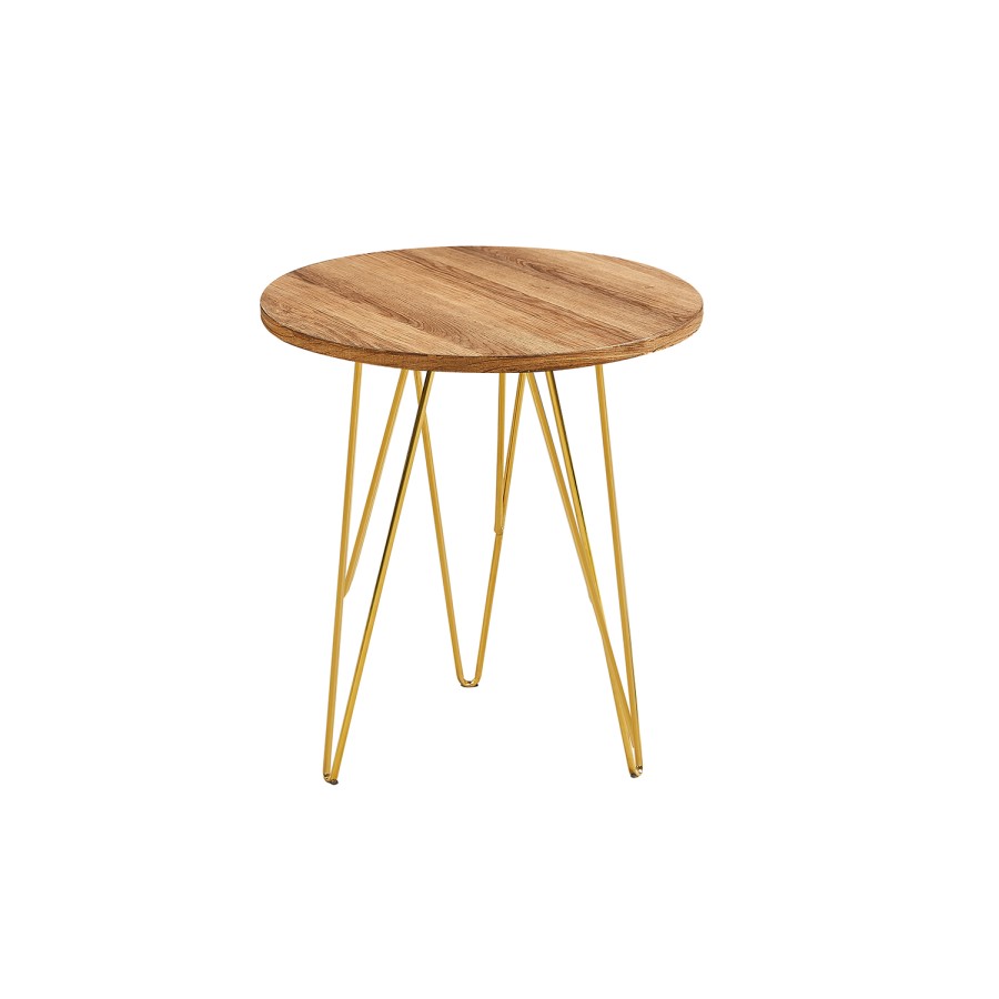 LPD Fusion Lamp Table in Wood Effect with Gold Legs
