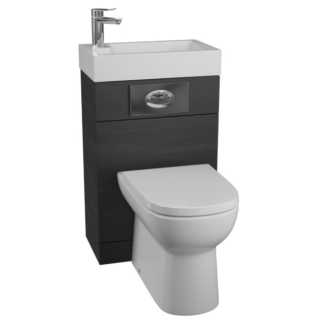 Black Cloakroom Suite with D-Shape Toilet