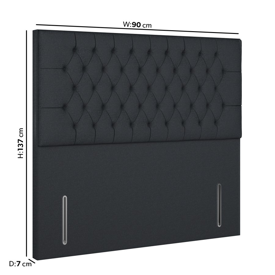 Dark Grey Fabric Single Chesterfield Headboard - Langston