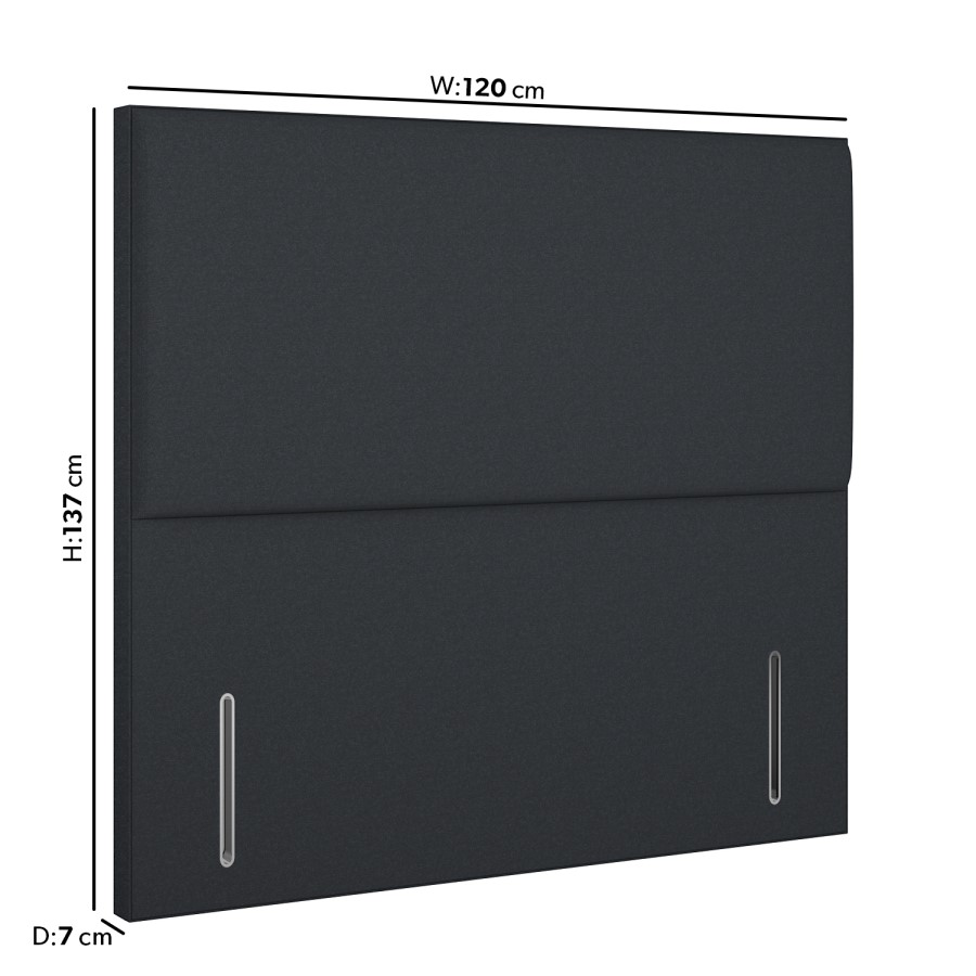 Dark Grey Fabric Small Double Plain Headboard - Langston