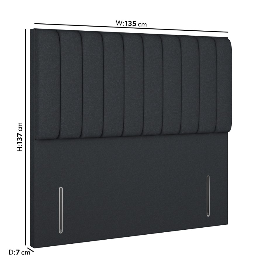 Dark Grey Fabric Double Headboard with Vertical Stripe - Langston