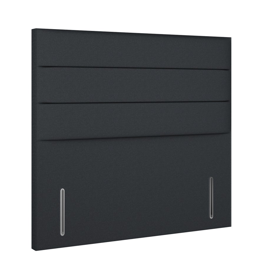 Dark Grey Fabric Small Double Headboard with Horizontal Stripe - Langston