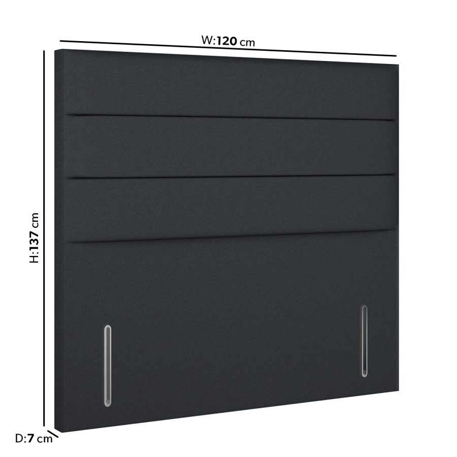 Dark Grey Fabric Small Double Headboard with Horizontal Stripe - Langston