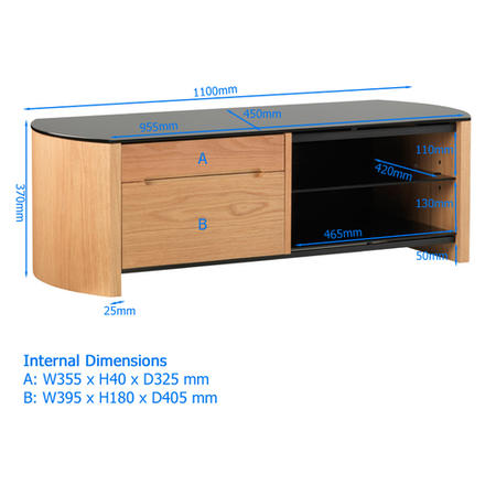 Alphason FW1100CB-W Finewoods TV Stand for up to 50" TVs - Walnut