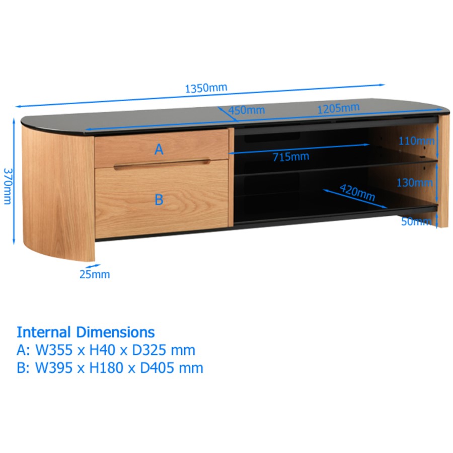 Alphason FW1350CB-W Finewoods TV Stand for up to 60" TVs - Walnut