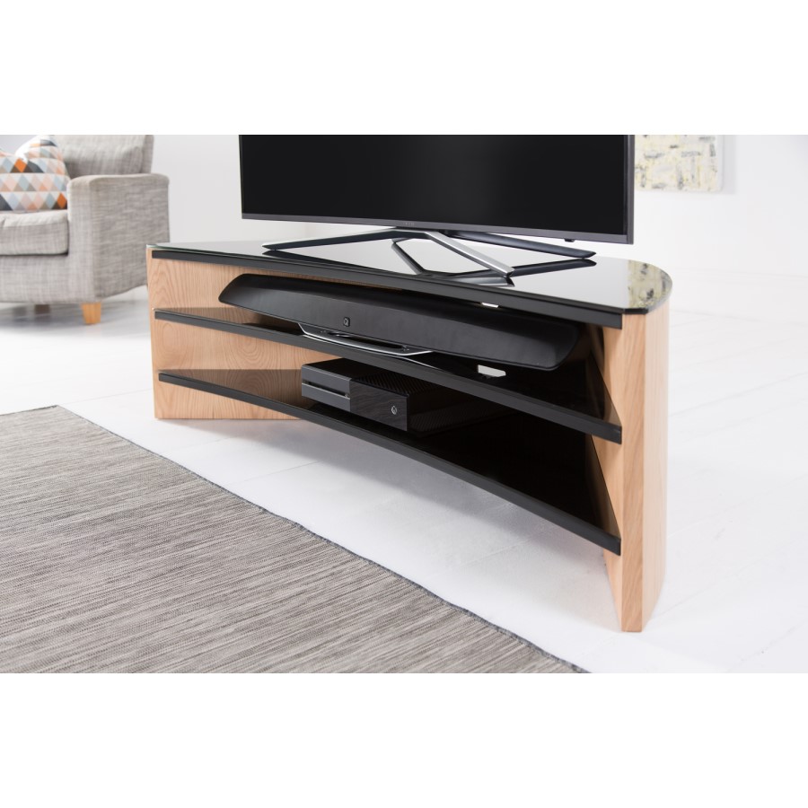 Alphason FW1400C-LO Finewoods Corner TV Stand for up to 60" TVs - Light Oak