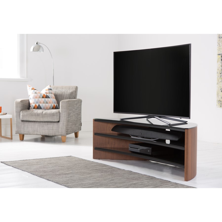 Alphason FW1400C-W Finewoods Corner TV Stand for up to 60" TVs - Walnut
