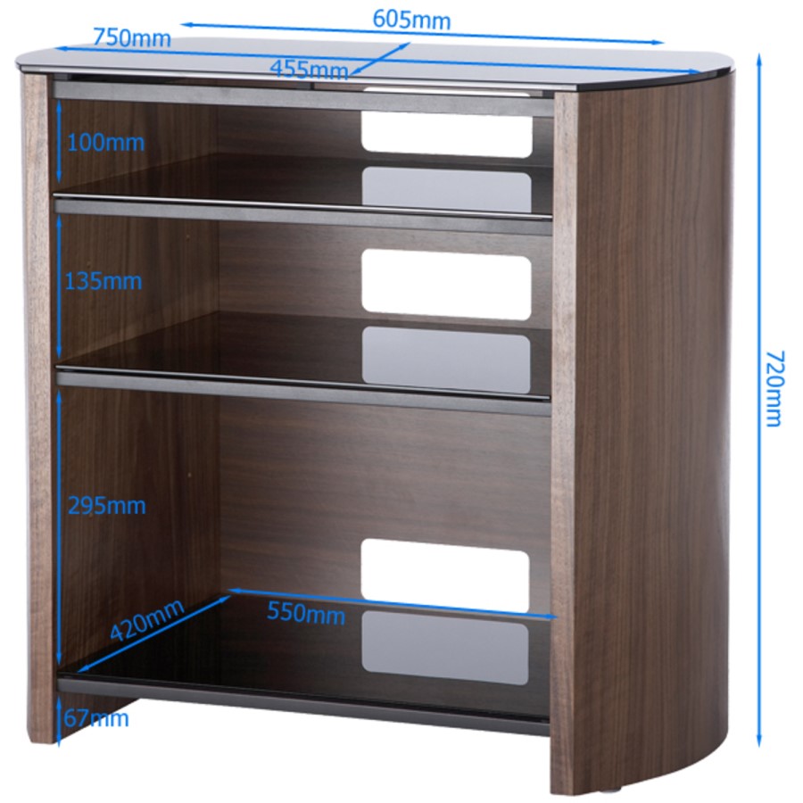 Alphason FW750/4-W/B Finewoods HiFi and TV Stand for up to 37" TVs - Walnut 