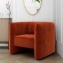 Square Burnt Orange Velvet Tub Chair - Fawn