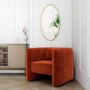 Square Burnt Orange Velvet Tub Chair - Fawn