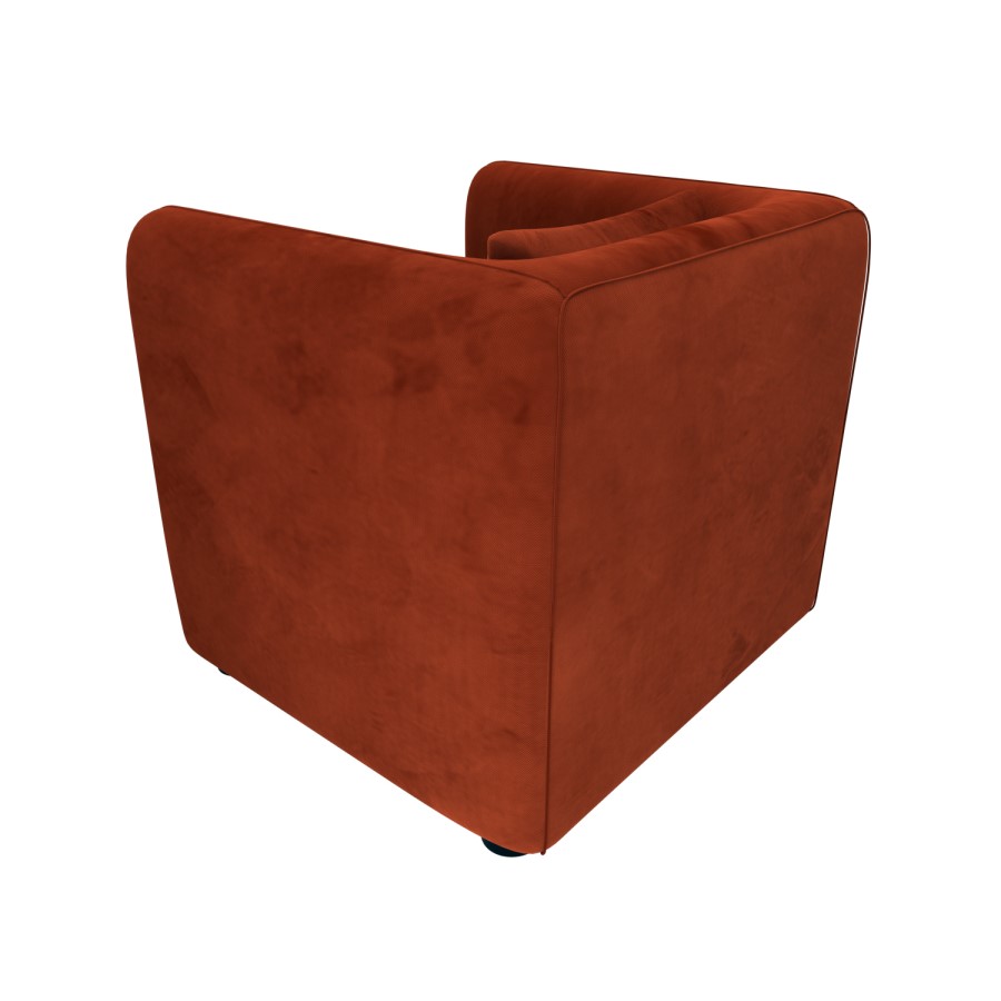 GRADE A1 - Square Burnt Orange Velvet Tub Chair - Fawn