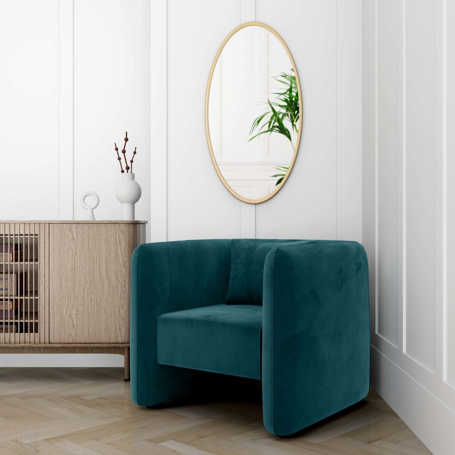 GRADE A1 Square Teal Blue Velvet Tub Chair Fawn Furniture123