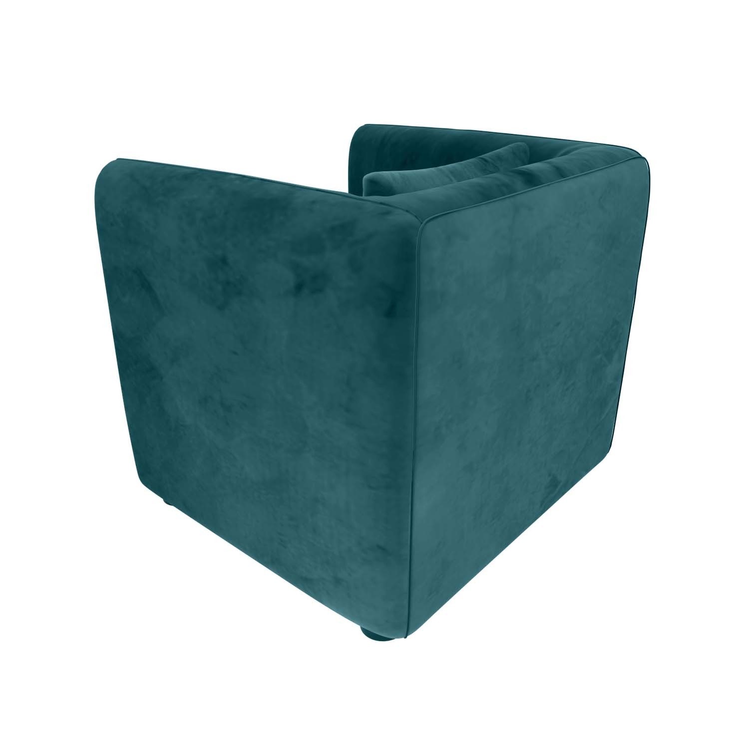 GRADE A1 Square Teal Blue Velvet Tub Chair Fawn Furniture123