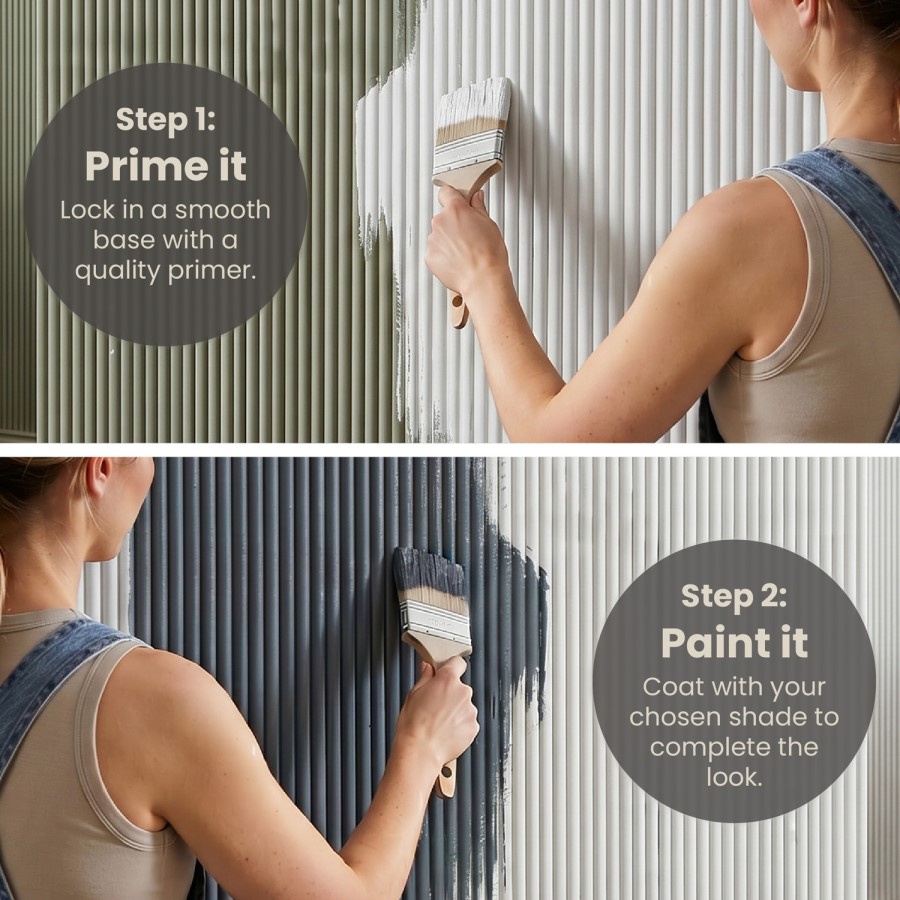 Paintable Mini Fluted Wall Panel - 240cm x 60cm - Delamere