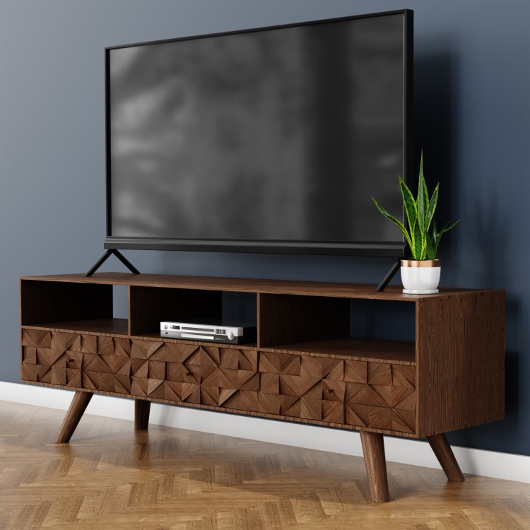 Large TV Unit with Storage in Solid Wood - TV's up to 55" - Freya