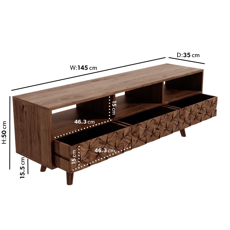 Large TV Unit with Storage in Solid Wood - TV's up to 55" - Freya